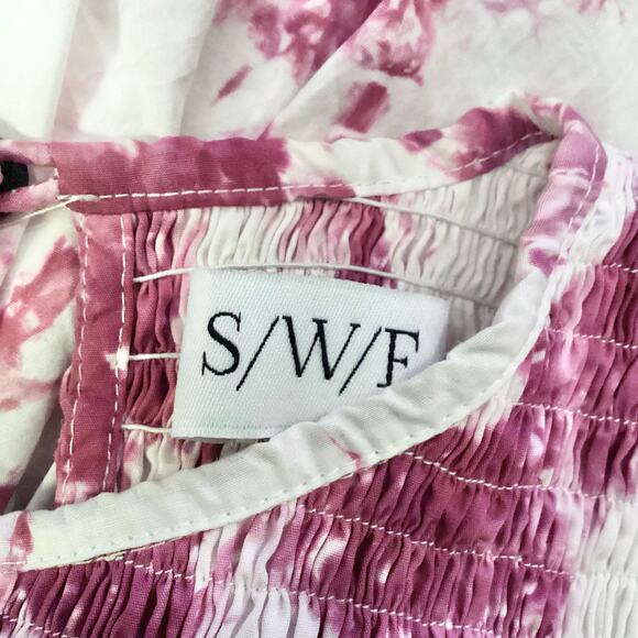 S/W/F Escapism Treasure White Pink Smocked Tie Dye Mini Dress S $279 - Picture 9 of 12